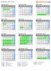 Kalender 1972 mit Ferien und Feiertagen Tirol