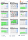 Kalender 1973 mit Ferien und Feiertagen Hamburg