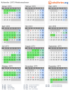 Kalender 1973 mit Ferien und Feiertagen Niedersachsen