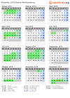 Kalender 1974 mit Ferien und Feiertagen Baden-Württemberg