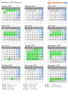 Kalender 1974 mit Ferien und Feiertagen Bayern