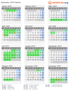 Kalender 1974 mit Ferien und Feiertagen Berlin