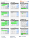 Kalender 1974 mit Ferien und Feiertagen Bremen