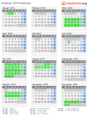 Kalender 1974 mit Ferien und Feiertagen Hamburg