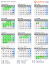 Kalender 1974 mit Ferien und Feiertagen Hessen