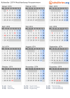 Kalender 1974 mit Ferien und Feiertagen Mecklenburg-Vorpommern