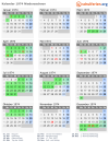 Kalender 1974 mit Ferien und Feiertagen Niedersachsen