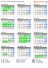 Kalender 1974 mit Ferien und Feiertagen Nordrhein-Westfalen