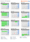 Kalender 1974 mit Ferien und Feiertagen Saarland