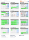 Kalender 1974 mit Ferien und Feiertagen Besançon