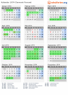 Kalender 1974 mit Ferien und Feiertagen Clermont-Ferrand