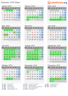 Kalender 1974 mit Ferien und Feiertagen Dijon