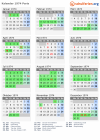 Kalender 1974 mit Ferien und Feiertagen Paris