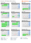 Kalender 1975 mit Ferien und Feiertagen Baden-Württemberg