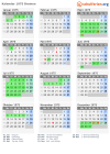 Kalender 1975 mit Ferien und Feiertagen Bremen