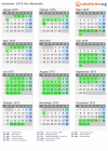 Kalender 1975 mit Ferien und Feiertagen Aix-Marseille