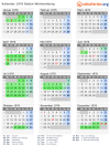 Kalender 1976 mit Ferien und Feiertagen Baden-Württemberg
