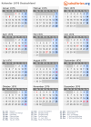 Kalender 1976 mit Ferien und Feiertagen Deutschland