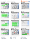 Kalender 1976 mit Ferien und Feiertagen Nordrhein-Westfalen