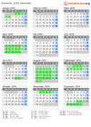 Kalender 1976 mit Ferien und Feiertagen Saarland