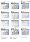 Kalender 1976 mit Ferien und Feiertagen Sachsen-Anhalt
