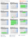 Kalender 1977 mit Ferien und Feiertagen Hamburg