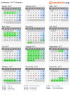 Kalender 1977 mit Ferien und Feiertagen Hessen