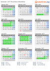 Kalender 1977 mit Ferien und Feiertagen Nordrhein-Westfalen