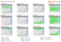 Kalender 1977 mit Ferien und Feiertagen Saarland