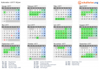 Kalender 1977 mit Ferien und Feiertagen Dijon