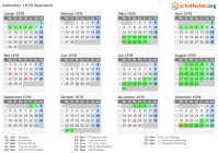Kalender 1978 mit Ferien und Feiertagen Saarland