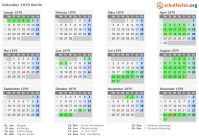 Kalender 1979 mit Ferien und Feiertagen Berlin