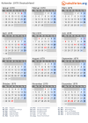 Kalender 1979 mit Ferien und Feiertagen Deutschland