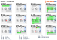 Kalender 1979 mit Ferien und Feiertagen Saarland