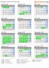 Kalender 1979 mit Ferien und Feiertagen Aix-Marseille