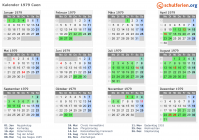 Kalender 1979 mit Ferien und Feiertagen Caen