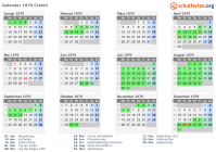Kalender 1979 mit Ferien und Feiertagen Créteil