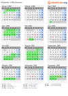 Kalender 1980 mit Ferien und Feiertagen Bremen