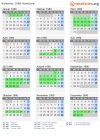Kalender 1980 mit Ferien und Feiertagen Hamburg