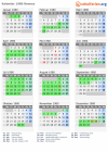 Kalender 1980 mit Ferien und Feiertagen Rennes