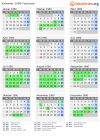 Kalender 1980 mit Ferien und Feiertagen Toulouse