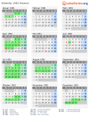 Kalender 1981 mit Ferien und Feiertagen Bremen
