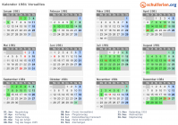Kalender 1981 mit Ferien und Feiertagen Versailles