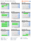 Kalender 1982 mit Ferien und Feiertagen Baden-Württemberg