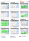 Kalender 1982 mit Ferien und Feiertagen Hamburg