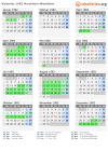 Kalender 1982 mit Ferien und Feiertagen Nordrhein-Westfalen