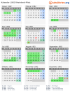 Kalender 1982 mit Ferien und Feiertagen Rheinland-Pfalz