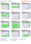 Kalender 1982 mit Ferien und Feiertagen Aix-Marseille