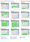 Kalender 1982 mit Ferien und Feiertagen Clermont-Ferrand