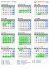 Kalender 1982 mit Ferien und Feiertagen Limoges